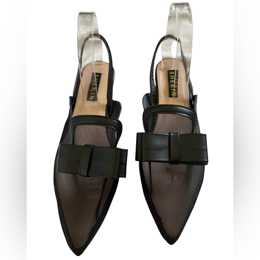 Shein Black Sling Back Mesh Panel Sandals Size 42